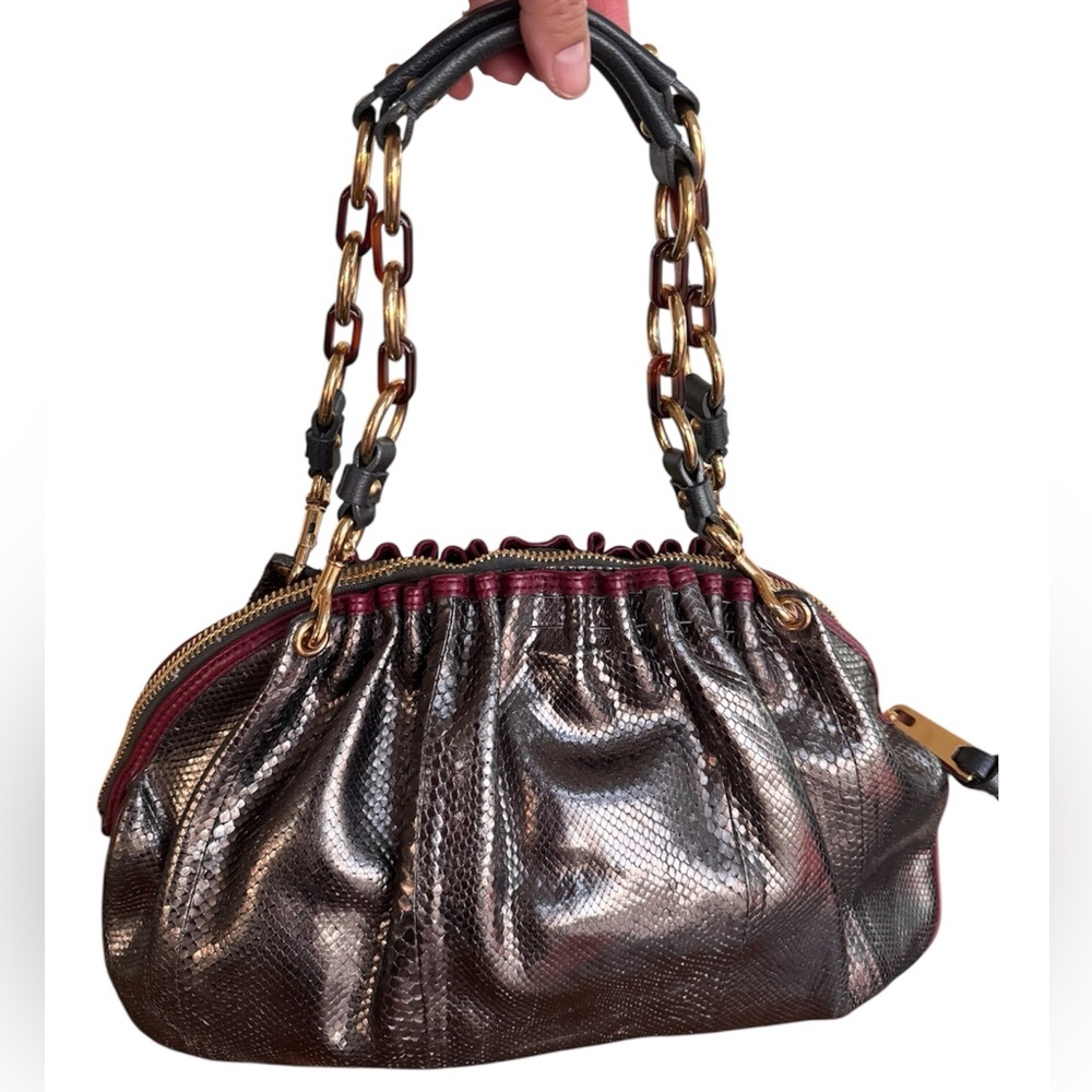 Authentic Marc Jacobs Anthracite Python Capra Gm … - image 2